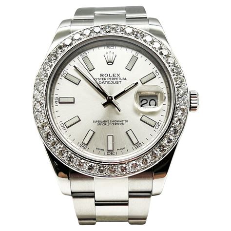 rolex datejust silver dial replica|Rolex Datejust silver diamond bezel.